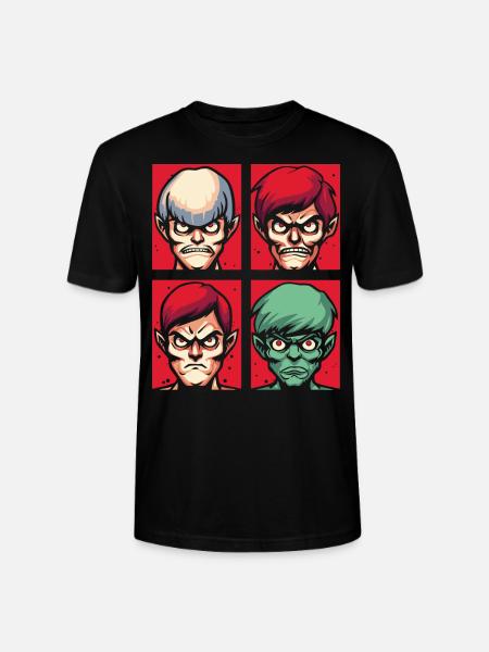 Cartoon Faces of Wrath - Stanley/Stella CRAFTER Unisex Organic T-Shirt - black