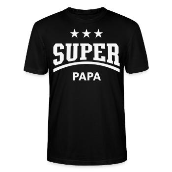 Super Papa (Daddy / Dad / White) - Stanley/Stella CRAFTER Unisex Organic T-Shirt - black - Front - Alina (178cm) & Michal (187cm)