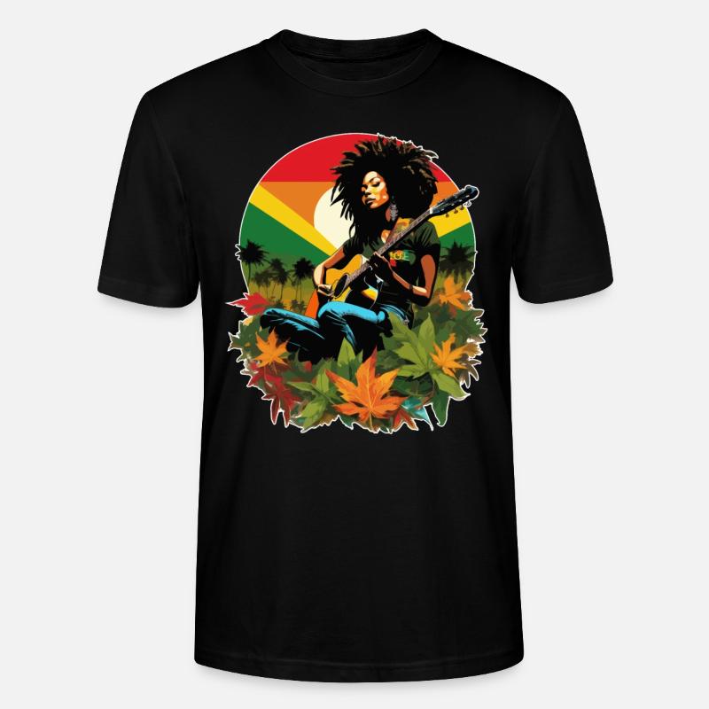 Guitariste de reggae rastafari - T-shirt bio CRAFTER Stanley Stella Unisexe - noir