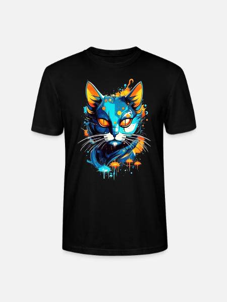 Bunte Weltraumkatze - Stanley/Stella Unisex Bio-T-Shirt CRAFTER - Schwarz