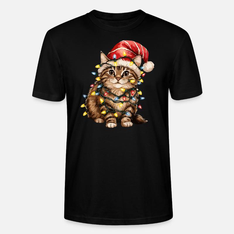 Chat de Noël - T-shirt bio CRAFTER Stanley Stella Unisexe - noir