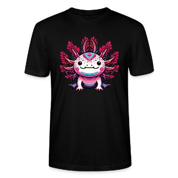 Axolotl mignon - T-shirt bio CRAFTER Stanley Stella Unisexe - noir - Devant - Alina (178cm) & Michal (187cm)