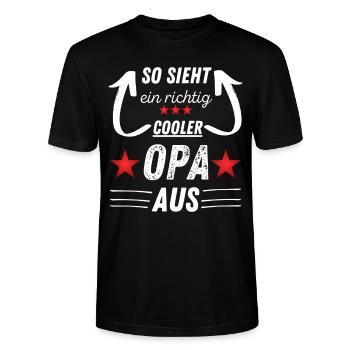 Cooler Opa - Stanley/Stella Unisex Bio-T-Shirt CRAFTER - Schwarz - Vorne - Alina (178cm) & Michal (187cm)
