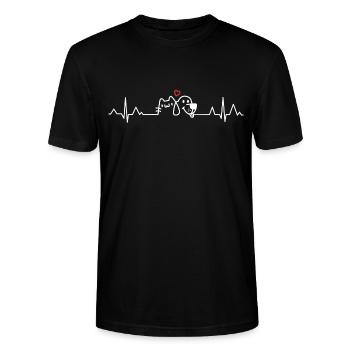 Chat Chien Battement de cœur - T-shirt bio CRAFTER Stanley Stella Unisexe - noir - Devant - Alina (178cm) & Michal (187cm)