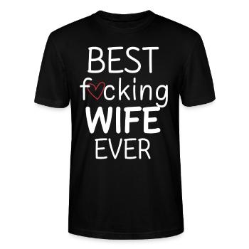 Meilleure épouse de tous les temps, la Saint-Valentin - T-shirt bio CRAFTER Stanley Stella Unisexe - noir - Devant - Alina (178cm) & Michal (187cm)