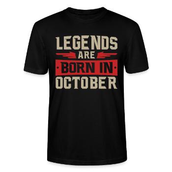 LEGENDS ARE BORN IN OCTOBER - Stanley/Stella Unisex Bio-T-Shirt CRAFTER - Schwarz - Vorne - Alina (178cm) & Michal (187cm)