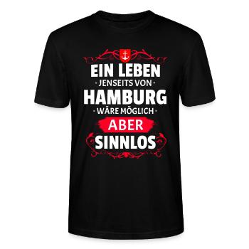 SINNLOS - HAMBURG - Stanley/Stella Unisex Bio-T-Shirt CRAFTER - Schwarz - Vorne - Alina (178cm) & Michal (187cm)