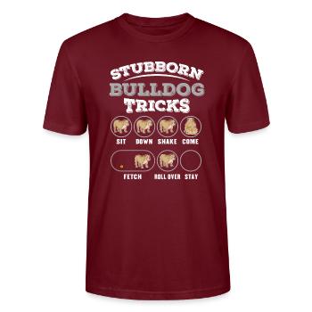 Dog training for bulldogen - Stanley/Stella CRAFTER Unisex Organic T-Shirt - burgundy - Front - Alina (178cm) & Michal (187cm)