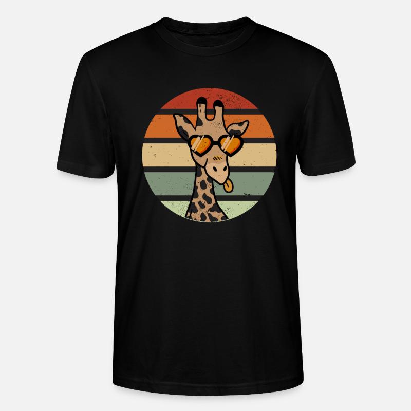 Giraffe Retro - Stanley/Stella Unisex Bio-T-Shirt CRAFTER - Schwarz