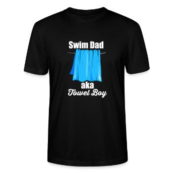 Swim Dad aka Towel Boy Schwimmsport Schwimm Vater - Stanley/Stella Unisex Bio-T-Shirt CRAFTER - Schwarz - Vorne - Alina (178cm) & Michal (187cm)