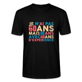 60 ans, anniversaire 60 ans - T-shirt bio CRAFTER Stanley Stella Unisexe - noir - Devant - Alina (178cm) & Michal (187cm)
