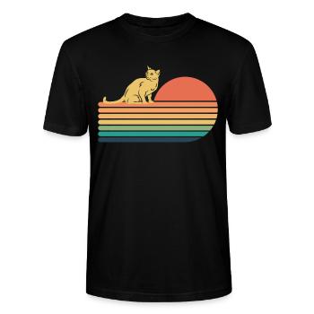 Chat Bleu Russe Rétro Vintage - T-shirt bio CRAFTER Stanley Stella Unisexe - noir - Devant - Alina (178cm) & Michal (187cm)