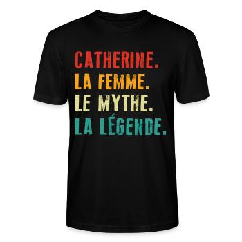 Cadeau Catherine la femme le mythe la légende - T-shirt bio CRAFTER Stanley Stella Unisexe - noir - Devant - Alina (178cm) & Michal (187cm)