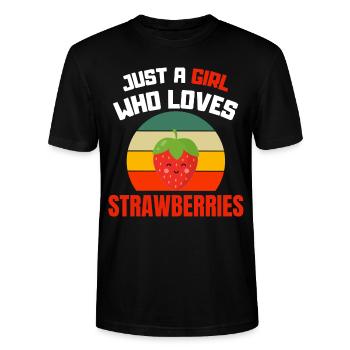 Baies Rouges Fruits d’été Retro Strawberry Girl - T-shirt bio CRAFTER Stanley Stella Unisexe - noir - Devant - Alina (178cm) & Michal (187cm)