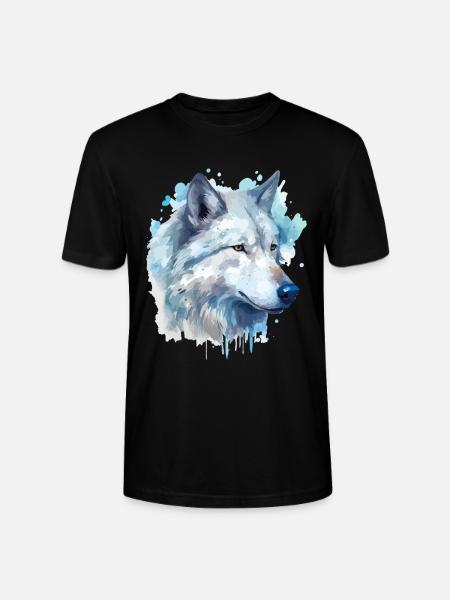 Ulv Ulvehoved Dyr Natur Vildmark Akvarel Kunst - Stanley Stella CRAFTER unisex økologisk-T-shirt - sort