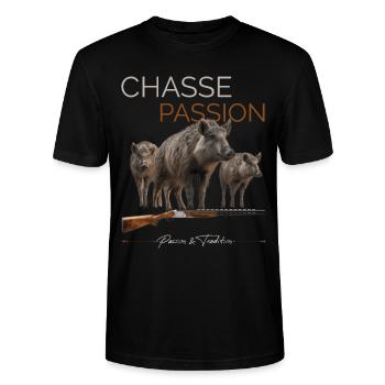 Chasse Au Sanglier Cadeau Homme Chasseur - T-shirt bio CRAFTER Stanley Stella Unisexe - noir - Devant - Alina (178cm) & Michal (187cm)