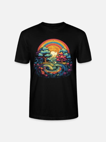 Rainbow Wonderland - Stanley/Stella CRAFTER Unisex Organic T-Shirt - black