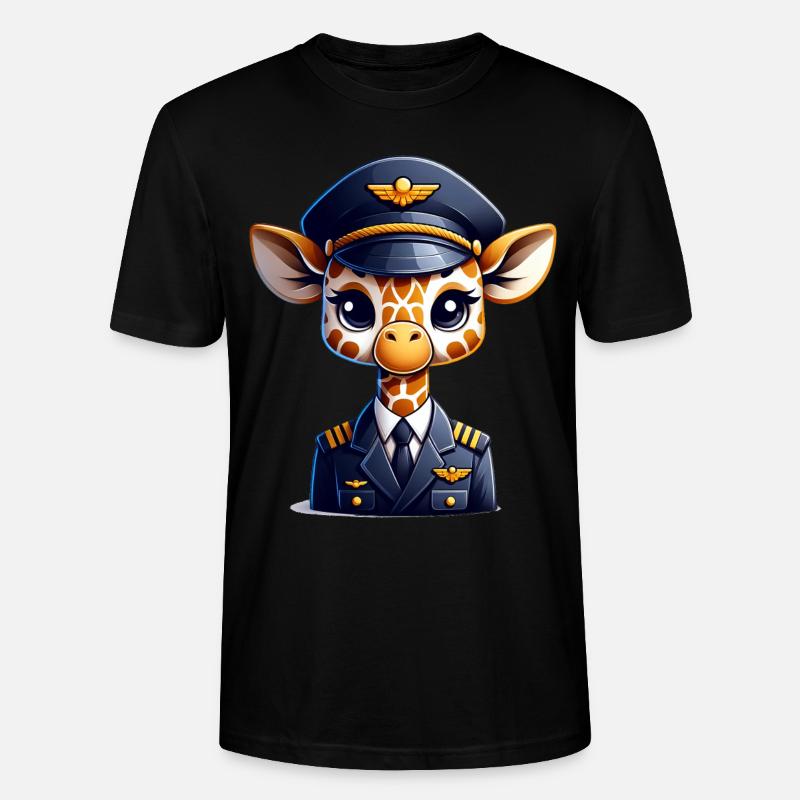 Cute Giraffe Pilot - Stanley/Stella Unisex Bio-T-Shirt CRAFTER - Schwarz