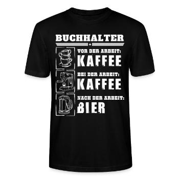 Mein Tagesablauf als Buchhalter - Stanley/Stella Unisex Bio-T-Shirt CRAFTER - Schwarz - Vorne - Alina (178cm) & Michal (187cm)