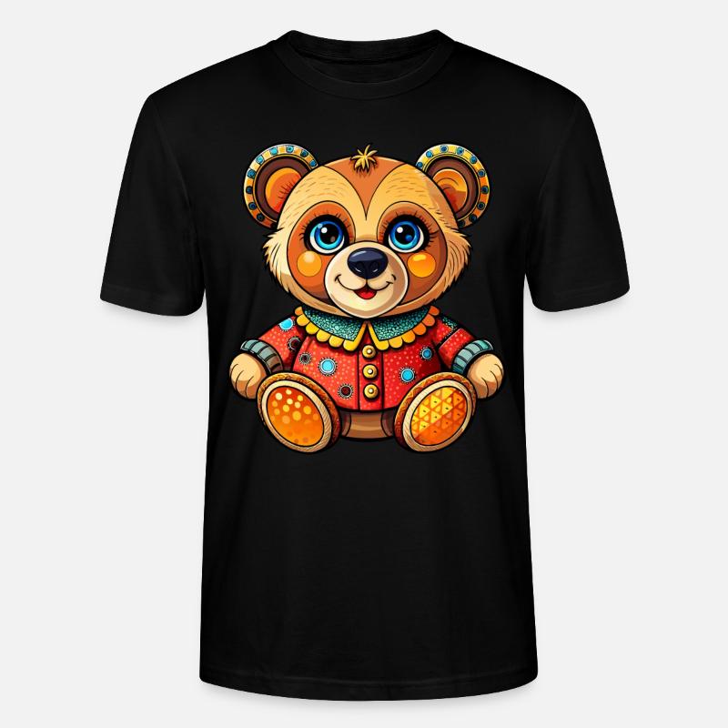 Teddy mit Pullover - Stanley/Stella Unisex Bio-T-Shirt CRAFTER - Schwarz