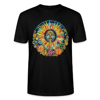 Motif de soleil artistique - T-shirt bio CRAFTER Stanley Stella Unisexe - noir - Devant - Alina (178cm) & Michal (187cm)