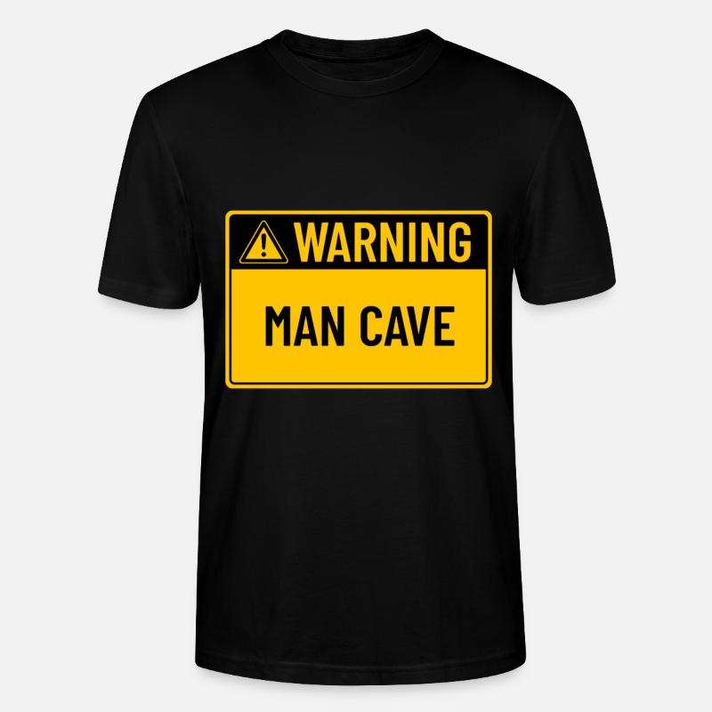 Warning: Man Cave - Stanley/Stella CRAFTER Unisex Organic T-Shirt - black