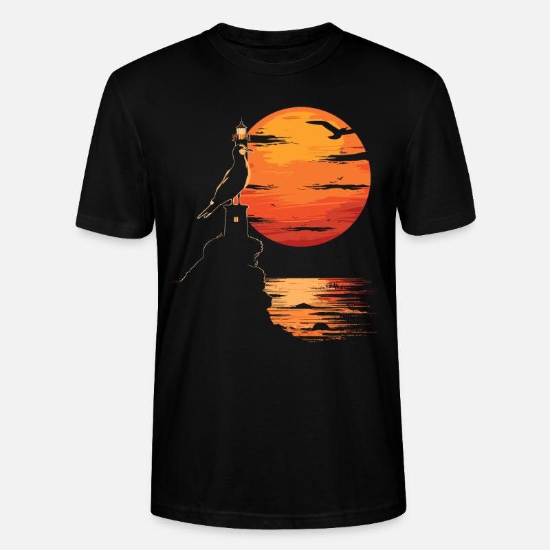 Möwe Seevogel Leuchtturm Sunset - Stanley/Stella Unisex Bio-T-Shirt CRAFTER - Schwarz