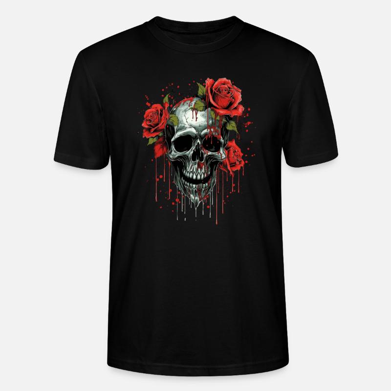 Blumenschädel - Stanley/Stella Unisex Bio-T-Shirt CRAFTER - Schwarz