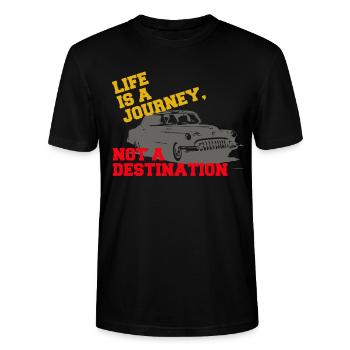 Life is a journey, not a destination - Stanley/Stella CRAFTER Unisex Organic T-Shirt - black - Front - Alina (178cm) & Michal (187cm)