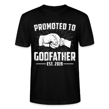 Promoted To Godfather Est. 2019 - Godfather godfather - Stanley/Stella CRAFTER Unisex Organic T-Shirt - black - Front - Alina (178cm) & Michal (187cm)