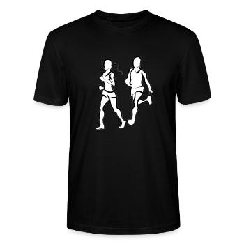 coureur - T-shirt bio CRAFTER Stanley Stella Unisexe - noir - Devant - Alina (178cm) & Michal (187cm)