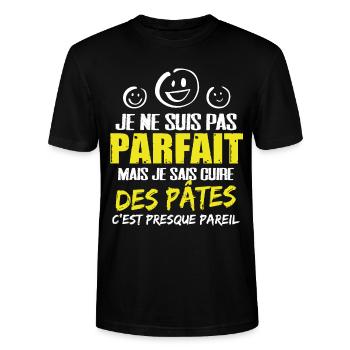 Cuire des pâtes cadeau drôle humour étudiant coloc - T-shirt bio CRAFTER Stanley Stella Unisexe - noir - Devant - Alina (178cm) & Michal (187cm)
