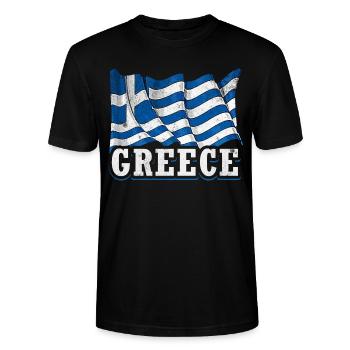 Griechische Flagge - Stanley/Stella Unisex Bio-T-Shirt CRAFTER - Schwarz - Vorne - Alina (178cm) & Michal (187cm)