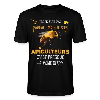 Papa Apiculture abeille miel - T-shirt bio CRAFTER Stanley Stella Unisexe - noir - Devant - Alina (178cm) & Michal (187cm)