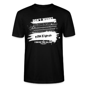 Reifenabdruck -Kann den ganzen Tag so weiter gehen - Stanley/Stella Unisex Bio-T-Shirt CRAFTER - Schwarz - Vorne - Alina (178cm) & Michal (187cm)