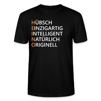 Heino Name Geschenk - Stanley/Stella Unisex Bio-T-Shirt CRAFTER - Schwarz - Vorne - Alina (178cm) & Michal (187cm)