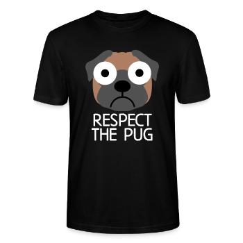 Respektiere den Mops: Mops Hund Zitat - Stanley/Stella Unisex Bio-T-Shirt CRAFTER - Schwarz - Vorne - Alina (178cm) & Michal (187cm)