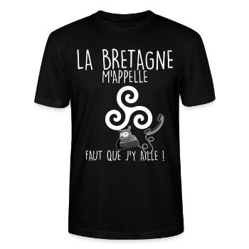 Bretagne Citation Téléphone Marrant - T-shirt bio CRAFTER Stanley Stella Unisexe - noir - Devant - Alina (178cm) & Michal (187cm)
