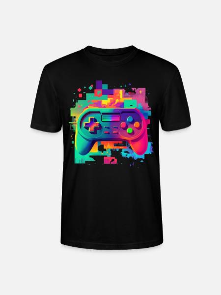 Retro bunte Konsole - Stanley/Stella Unisex Bio-T-Shirt CRAFTER - Schwarz