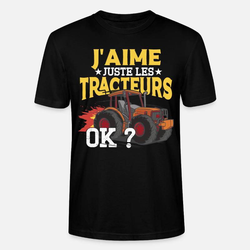 J'Aime Juste Les Tracteurs - T-shirt bio CRAFTER Stanley Stella Unisexe - noir