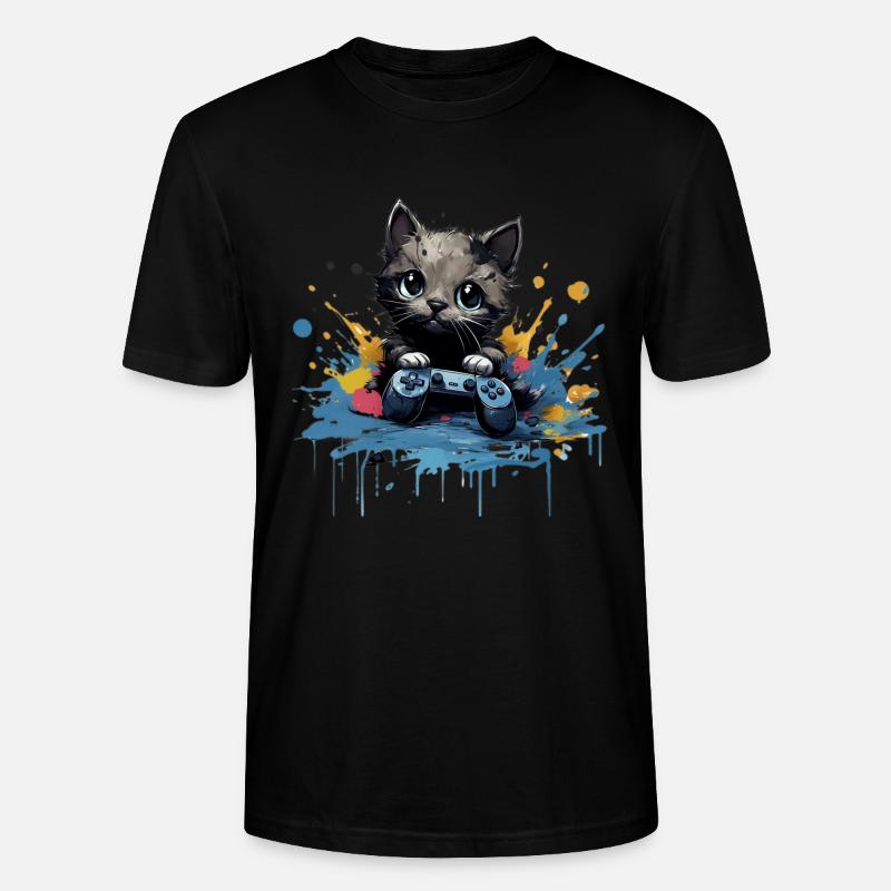 Cute cat gaming design - Stanley/Stella CRAFTER Unisex Organic T-Shirt - black