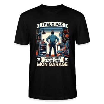 Papa Bricoleur Humour J'peux Pas Cadeau Garage - T-shirt bio CRAFTER Stanley Stella Unisexe - noir - Devant - Alina (178cm) & Michal (187cm)