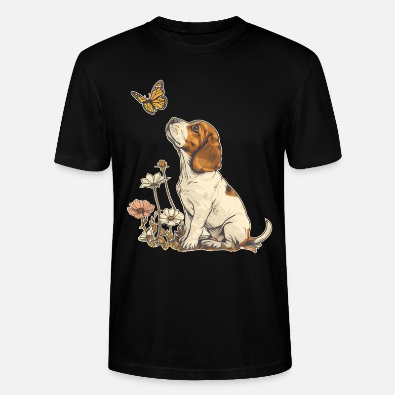 Beagle et papillon - T-shirt bio CRAFTER Stanley Stella Unisexe - noir