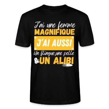 J'ai une femme magnifique... - T-shirt bio CRAFTER Stanley Stella Unisexe - noir - Devant - Alina (178cm) & Michal (187cm)
