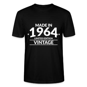 1964 cadeau d'anniversaire - T-shirt bio CRAFTER Stanley Stella Unisexe - noir - Devant - Alina (178cm) & Michal (187cm)