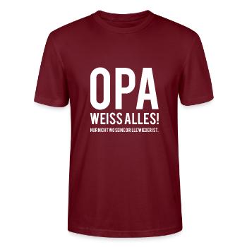 Opa - Stanley/Stella Unisex Bio-T-Shirt CRAFTER - Burgunderrot - Vorne - Alina (178cm) & Michal (187cm)