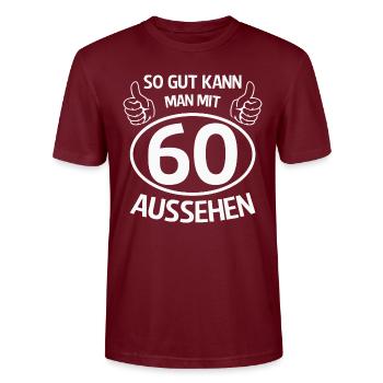 So gut kann man mit 60 aussehen - Stanley/Stella Unisex Bio-T-Shirt CRAFTER - Burgunderrot - Vorne - Alina (178cm) & Michal (187cm)
