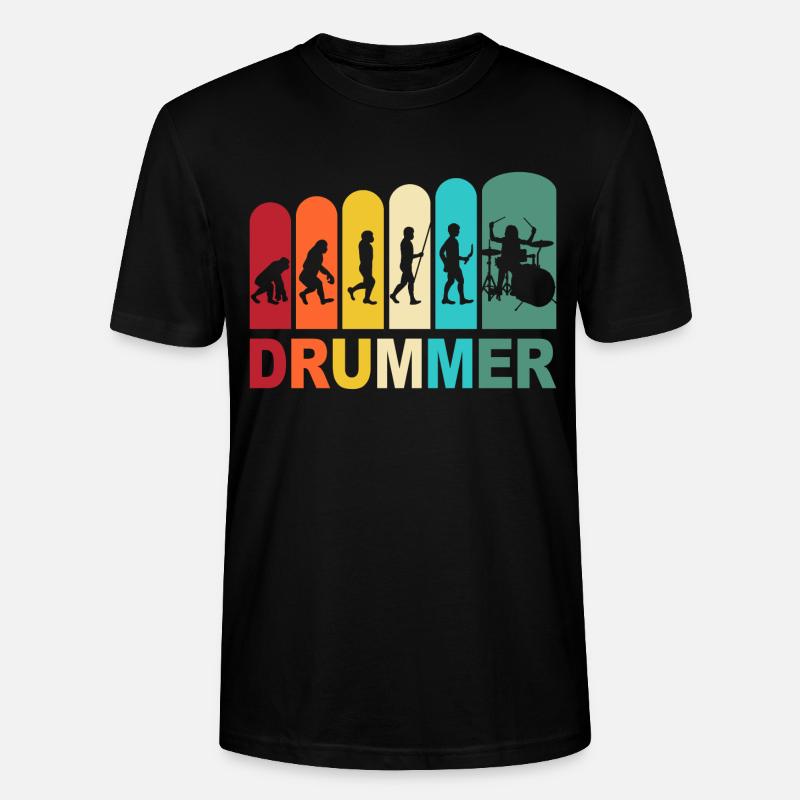 Drummer Evolution Schlagzeuger Schlagzeug Drums - Stanley/Stella Unisex Bio-T-Shirt CRAFTER - Schwarz