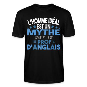 Prof d'anglais professeur cadeau humour homme - T-shirt bio CRAFTER Stanley Stella Unisexe - noir - Devant - Alina (178cm) & Michal (187cm)