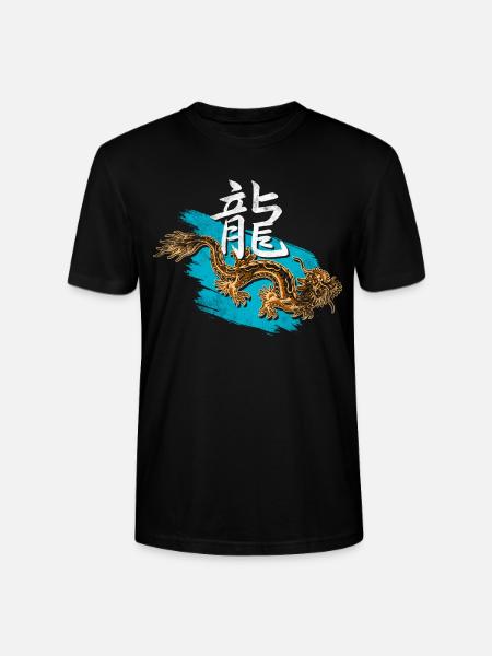 Dragon with Chinese characters - Stanley/Stella CRAFTER Unisex Organic T-Shirt - black